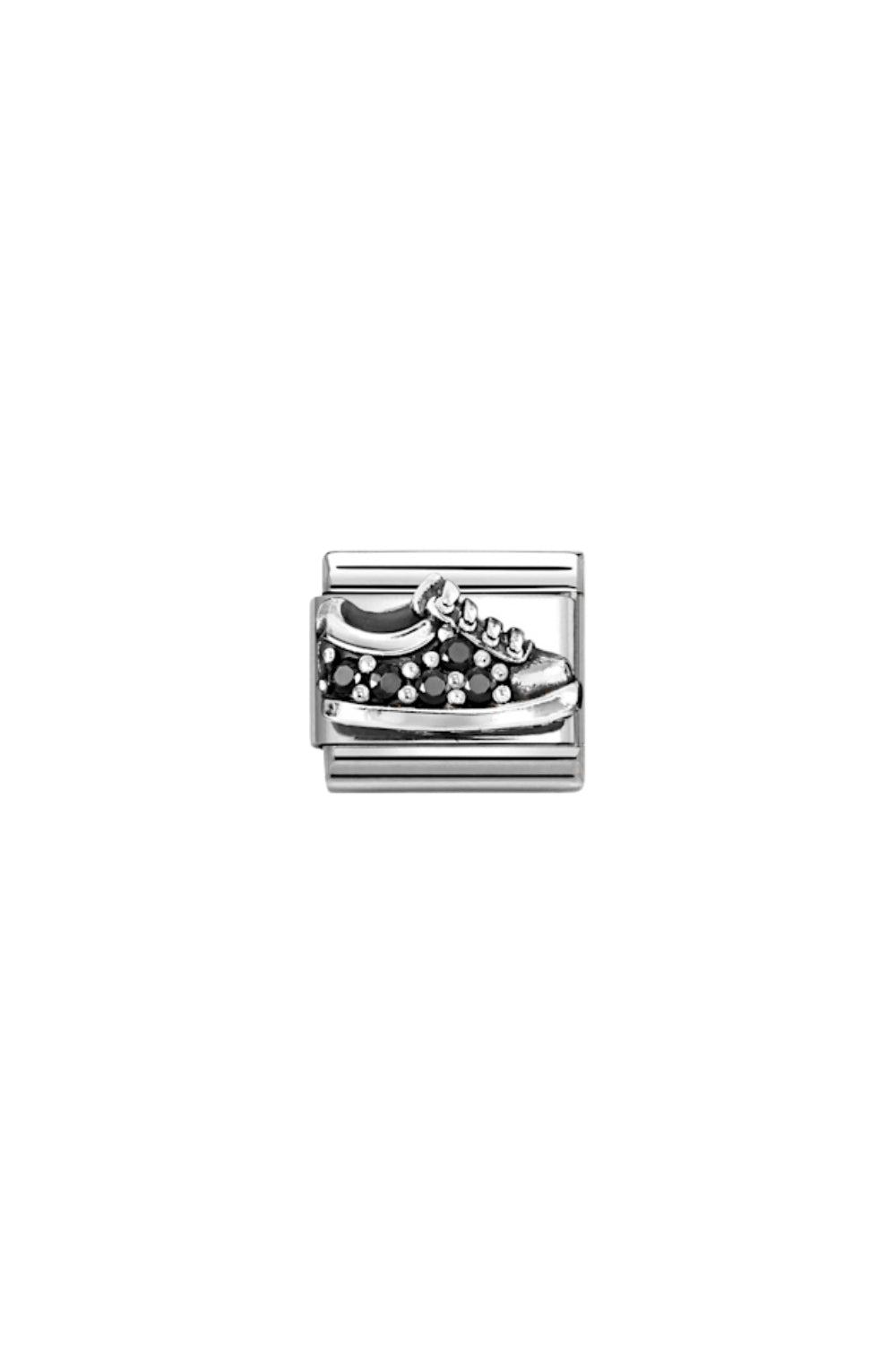 Oxidized Symbols 925 Sterling Silver and CZ Black Sneakers