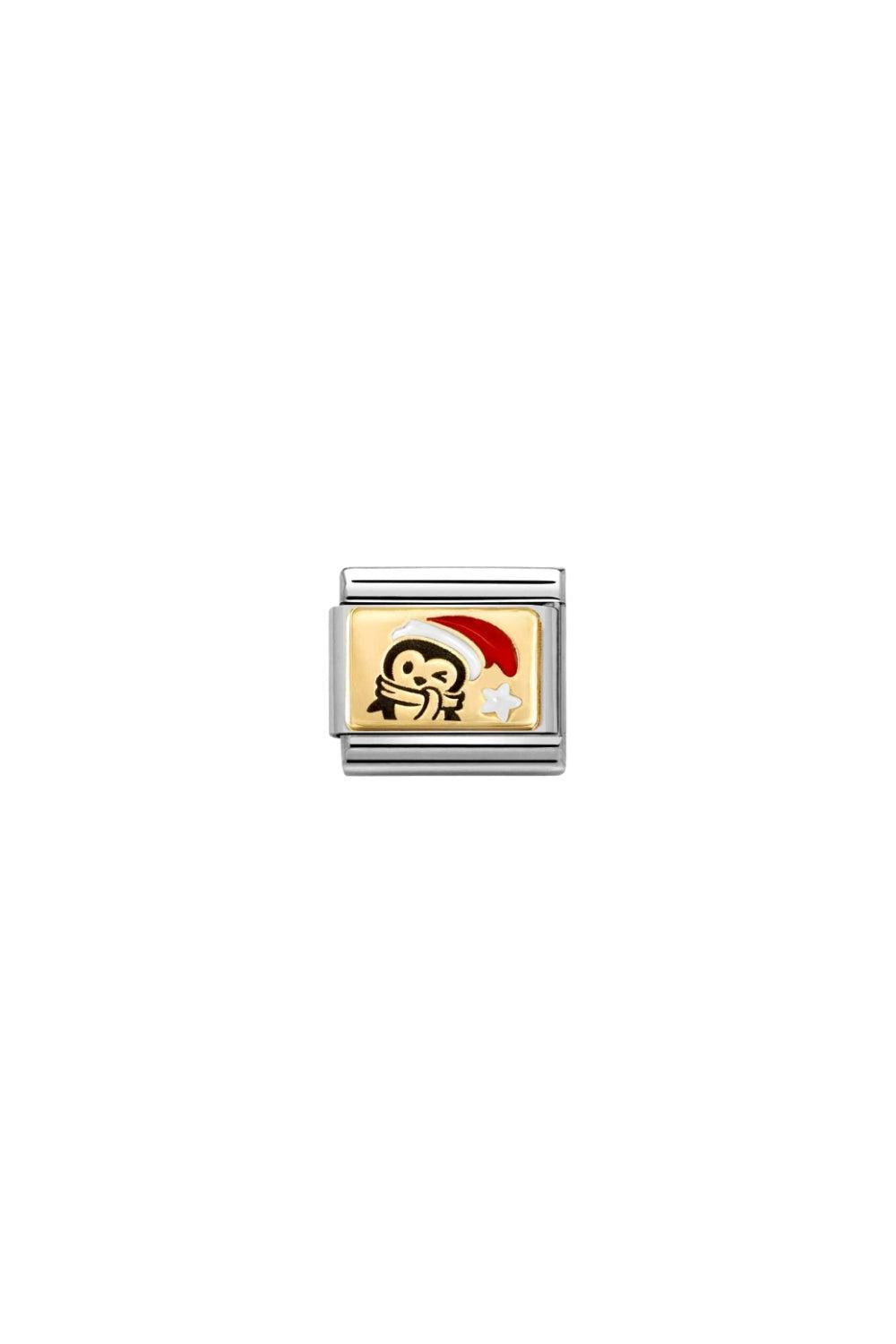 PLATE 18k Gold & Enamel Penguin Red Hat