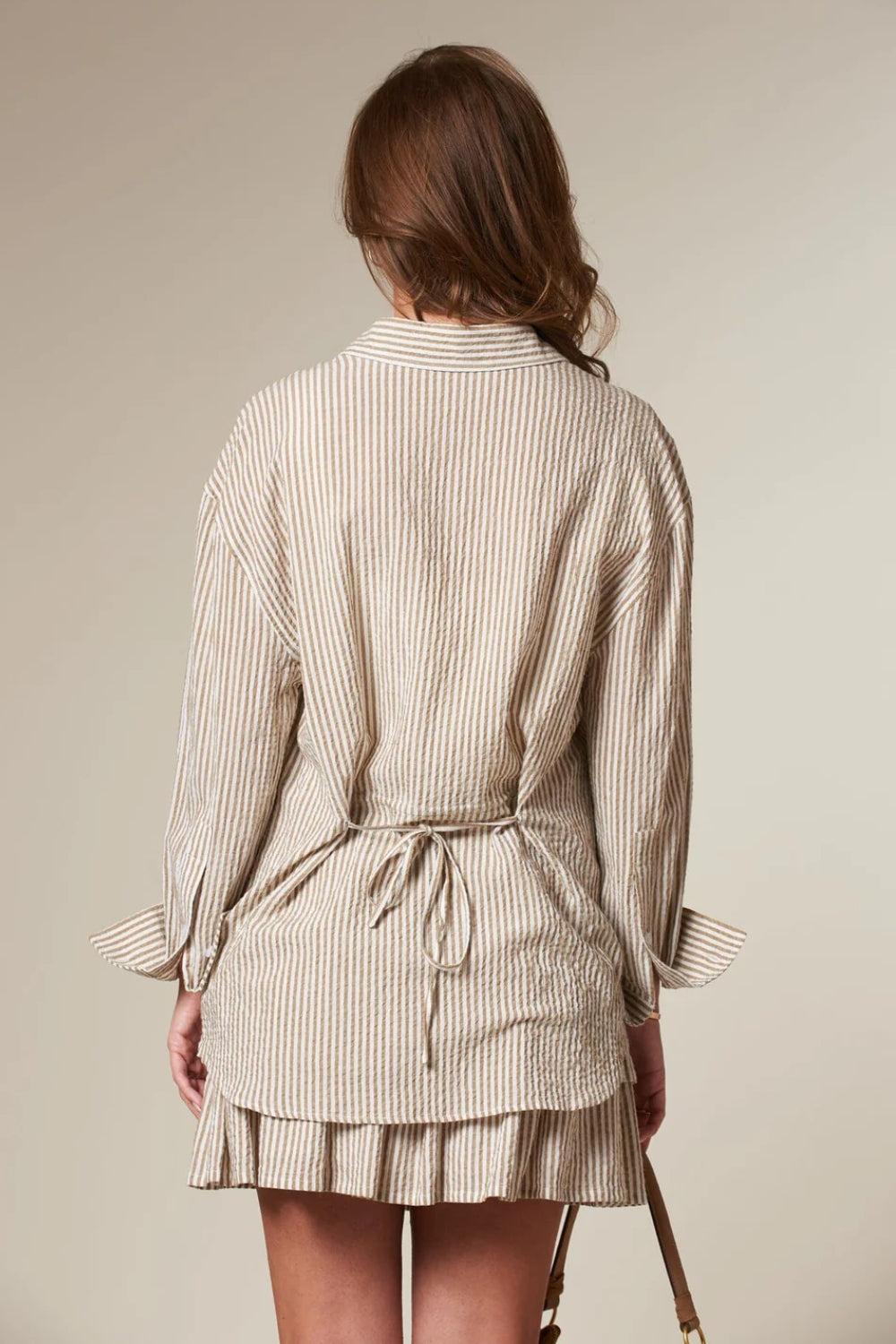 Palermo Seersucker Stripe Beige