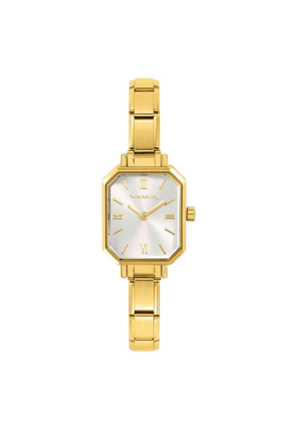 Paris Watch With Steel Strap Rectangular Gold Silver
