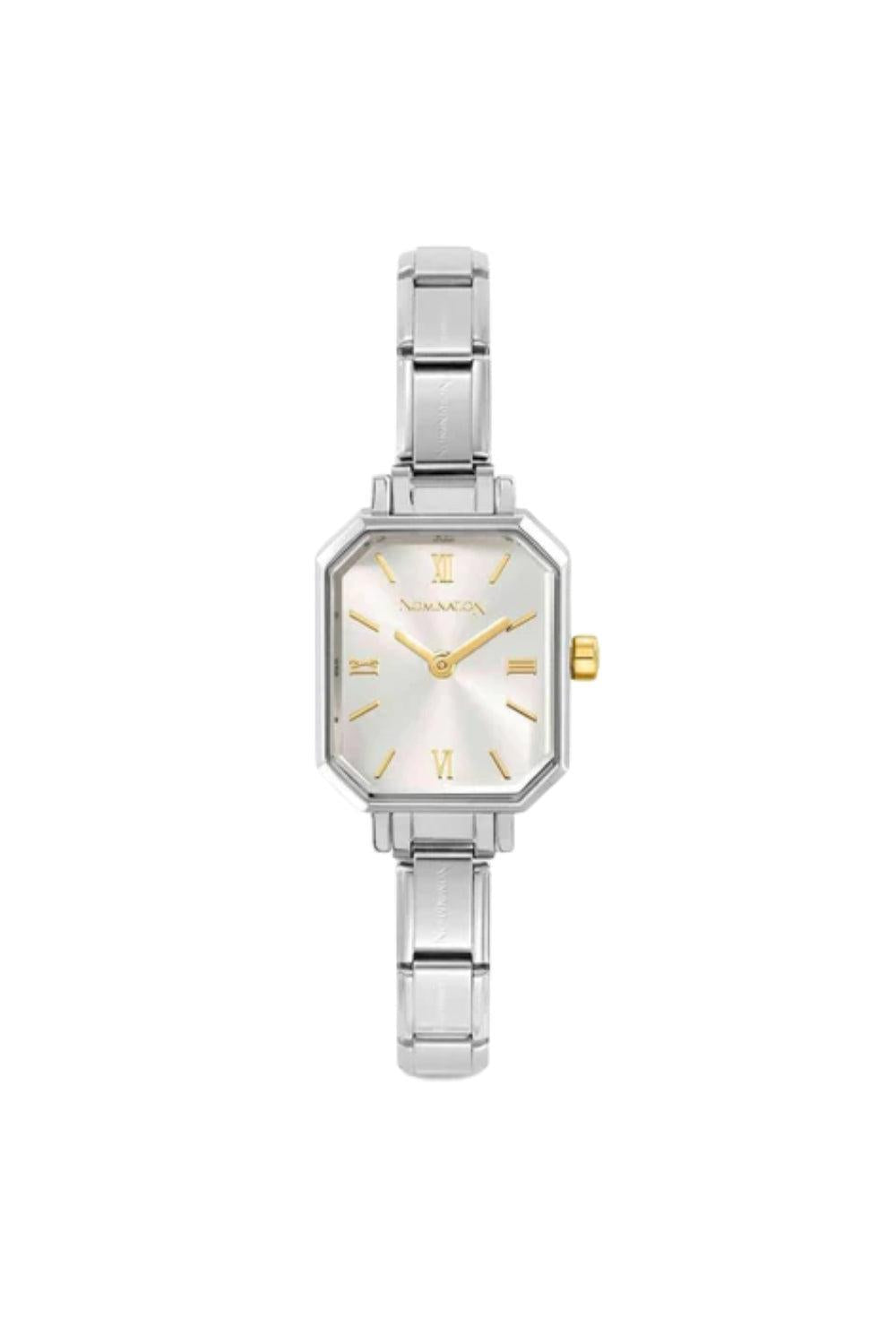 Paris Watch With Steel Strap and Rectangular Hands Silver