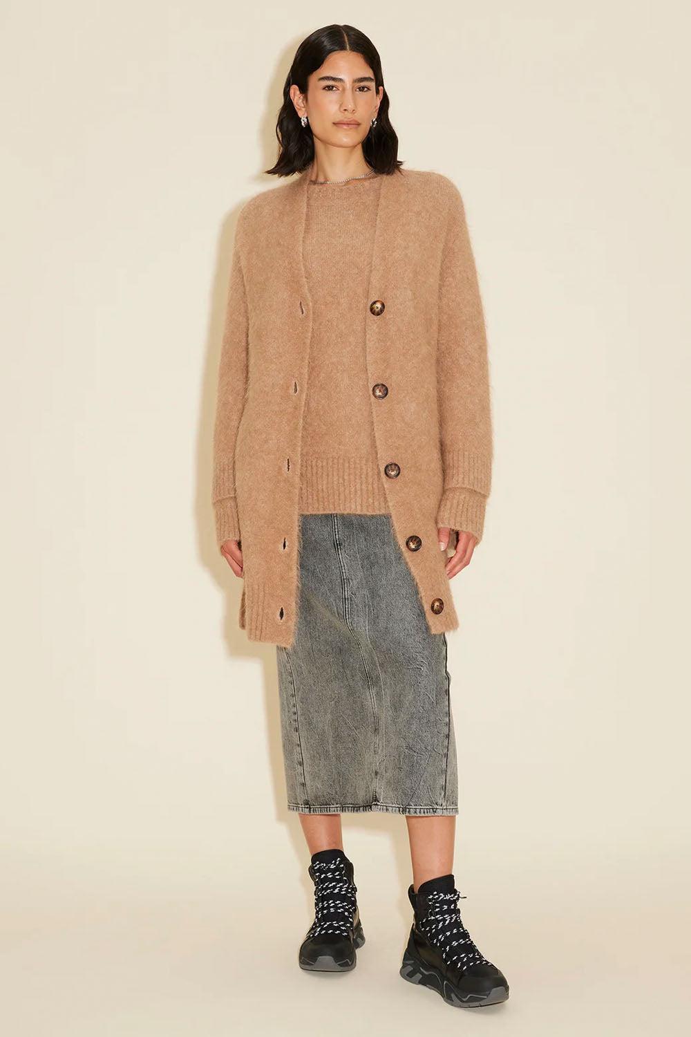 Passage Fluffy Knit Cardigan Beige