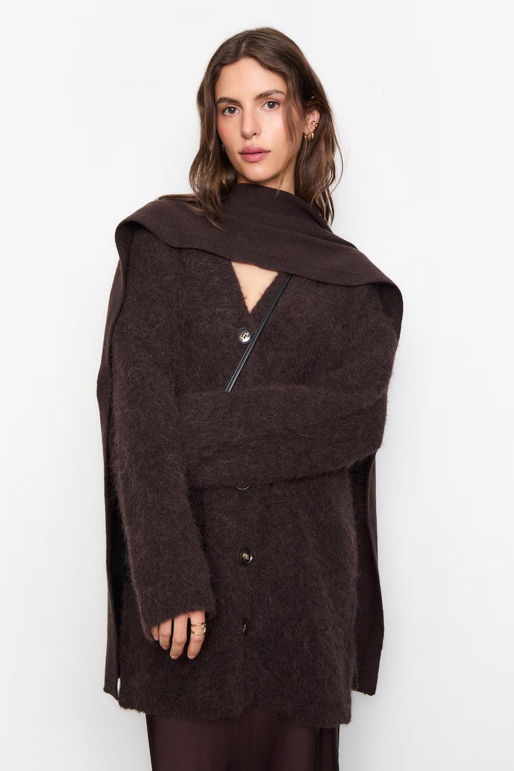 Paula Knit Cardigan Dark Brown