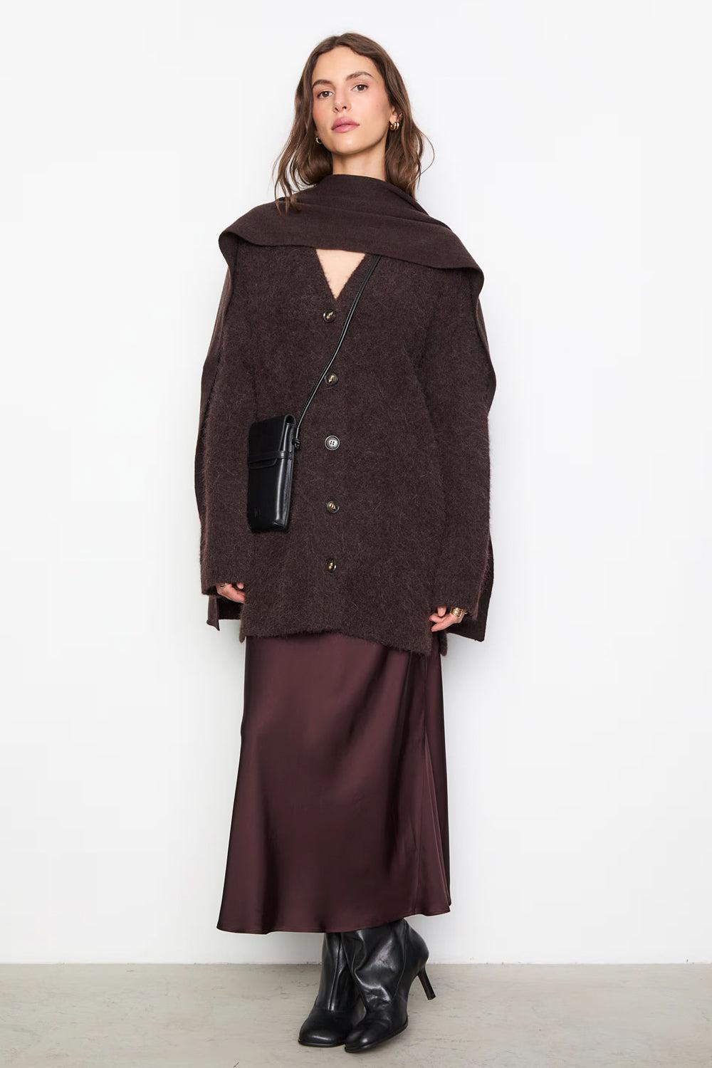 Paula Knit Cardigan Dark Brown