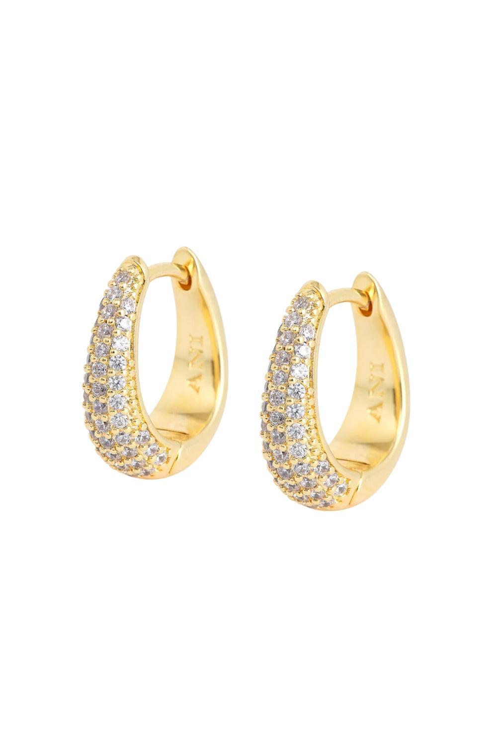 Pavé Ellipse Earrings Gold