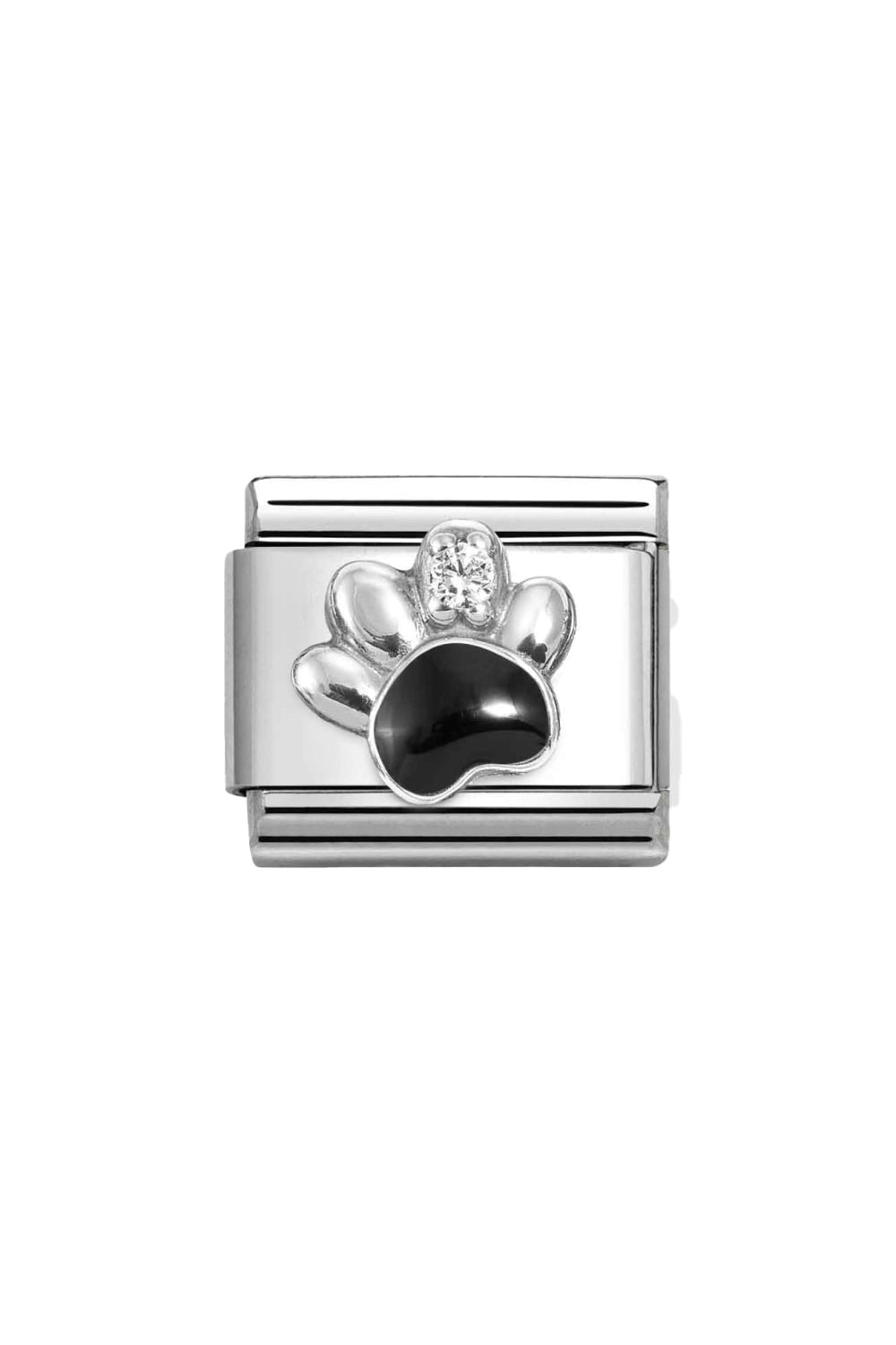Paw Print Black and white cubic zirconia