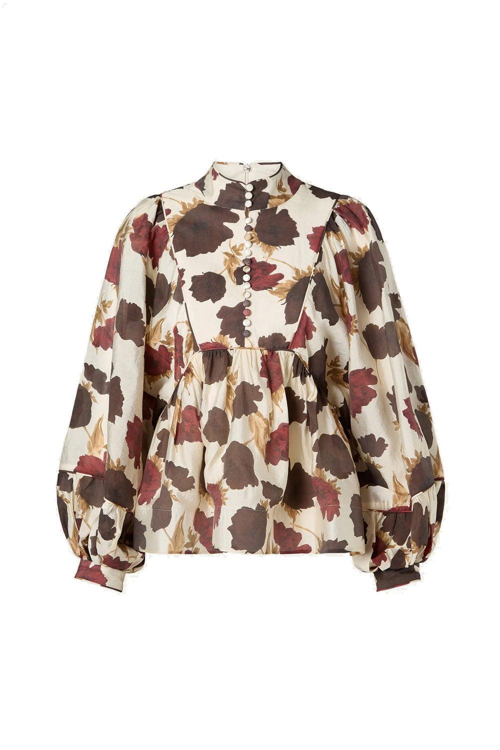 Pernilla High Neck Ballon Sleeve blouse