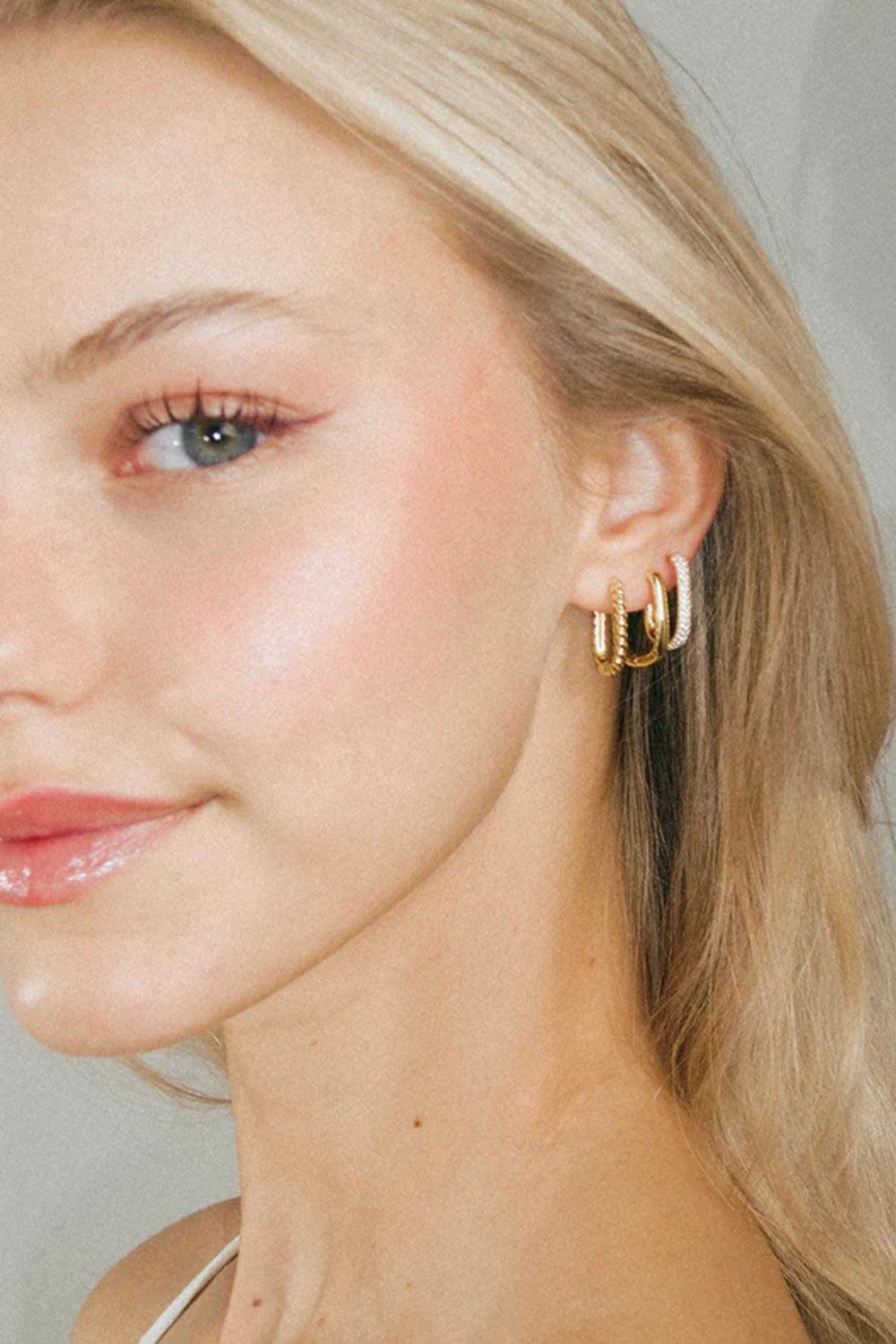 Petite Diamond Edge Hoops Gold
