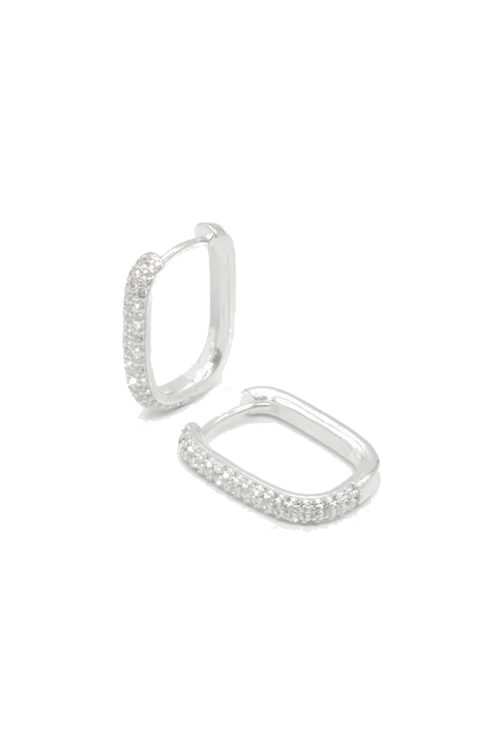 Petite Diamond Edge Hoops Silver