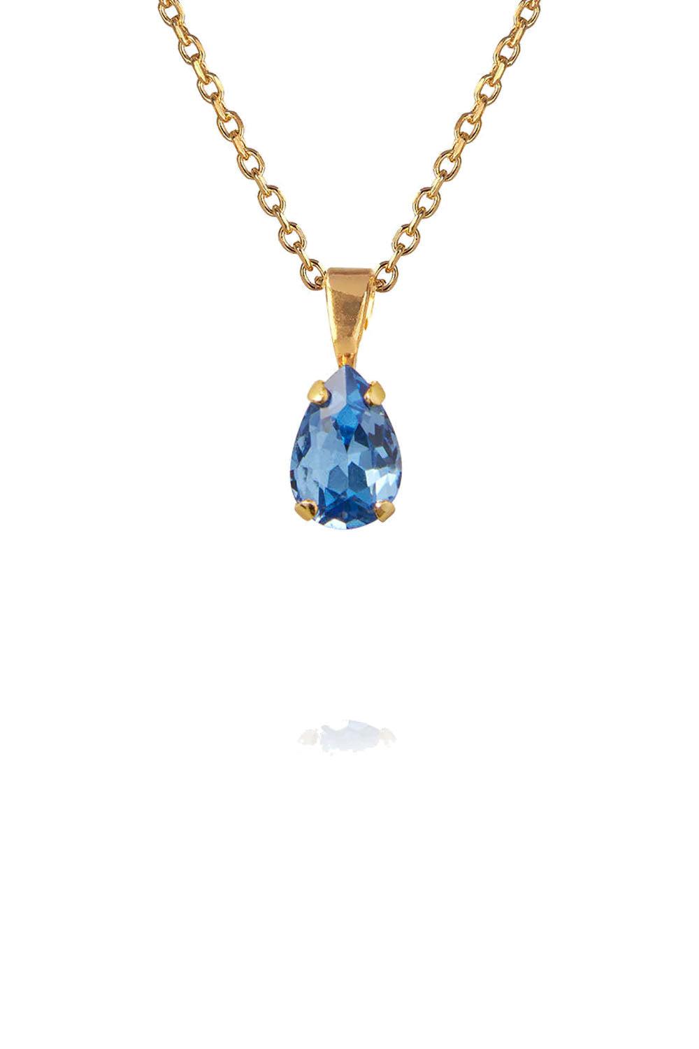 Petite Drop Necklace Gold Lapis