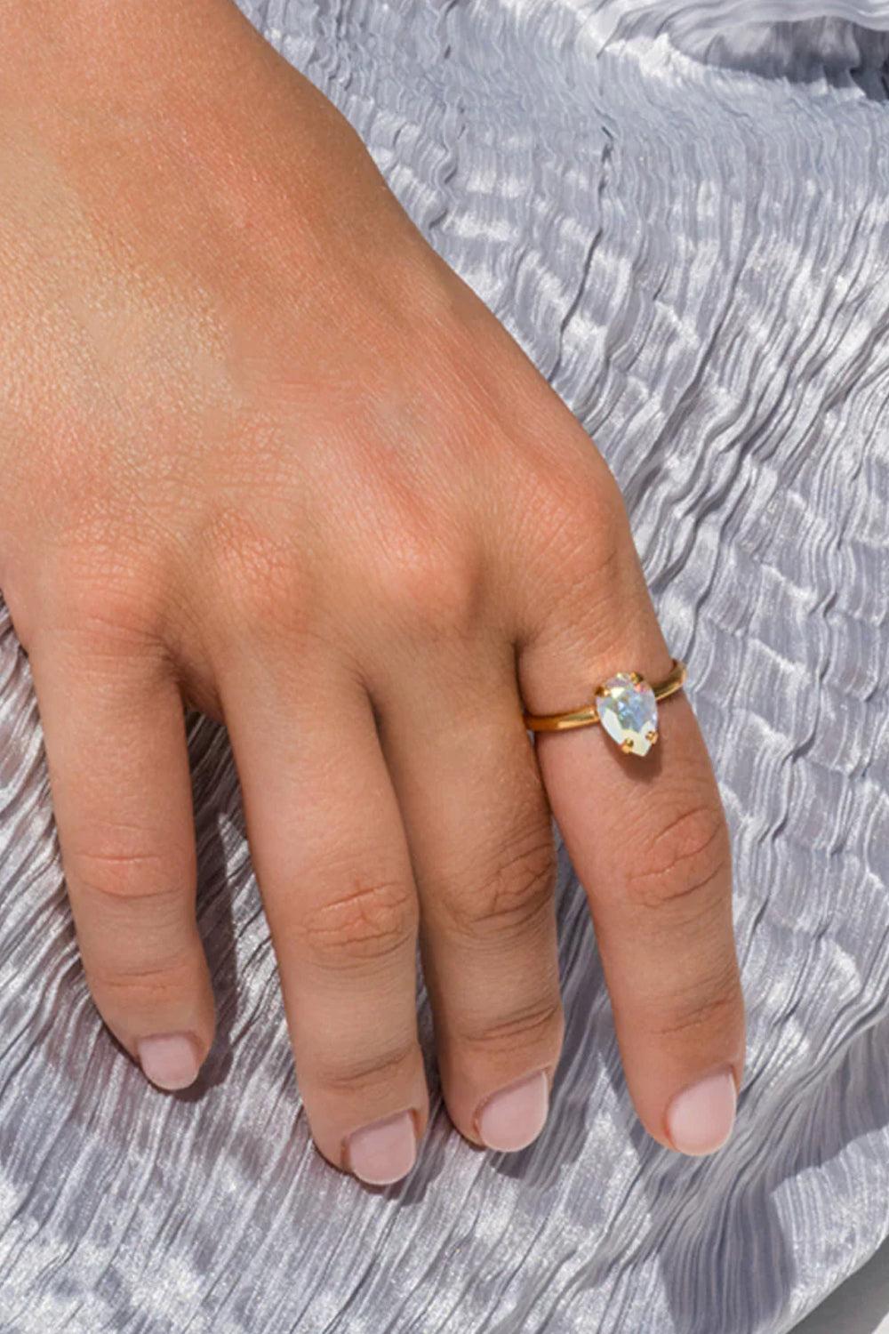 Petite Drop Ring Gold Aurore Boreale Ab