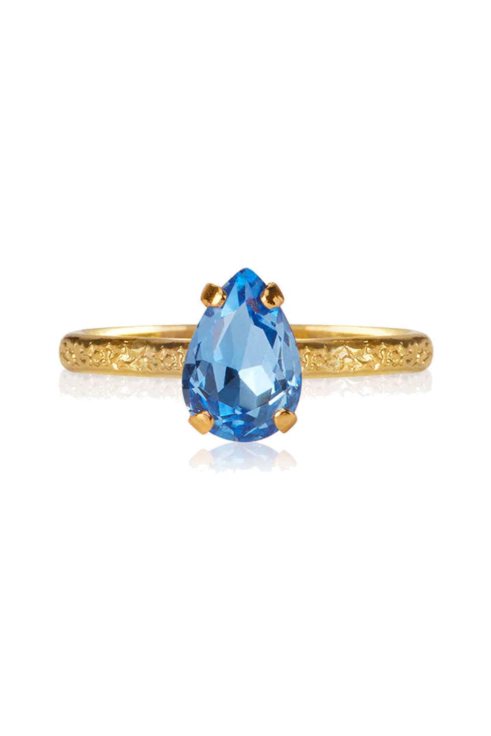 Petite Drop Ring Gold Lapis