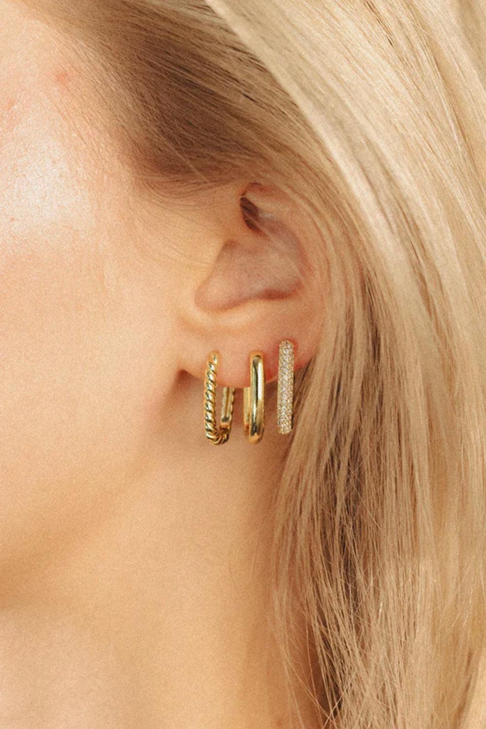 Petite Edge Hoops Gold