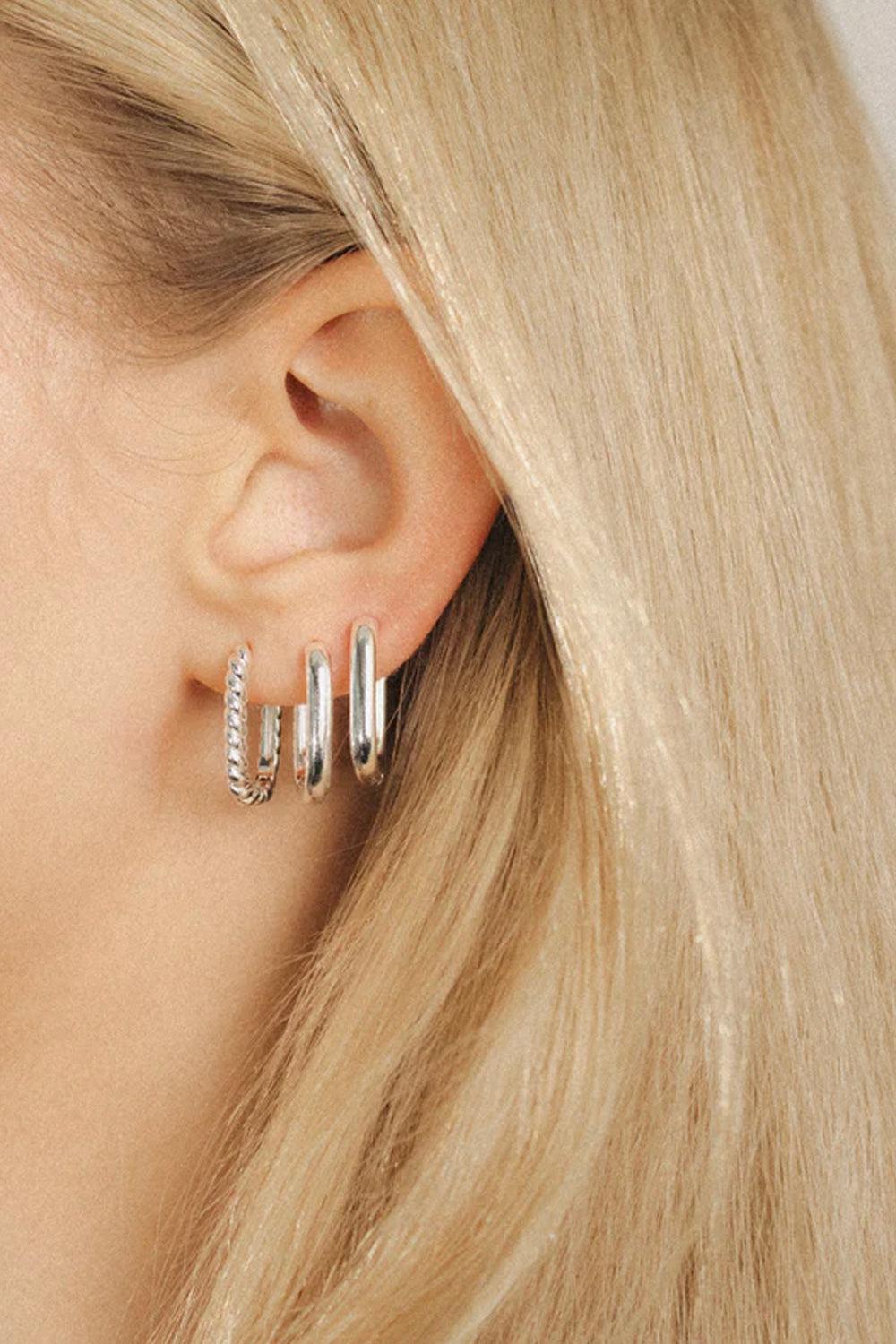 Petite Edge Hoops Silver