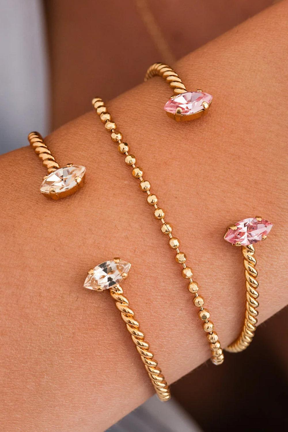 Petite Navette Bracelet Gold Light Rose