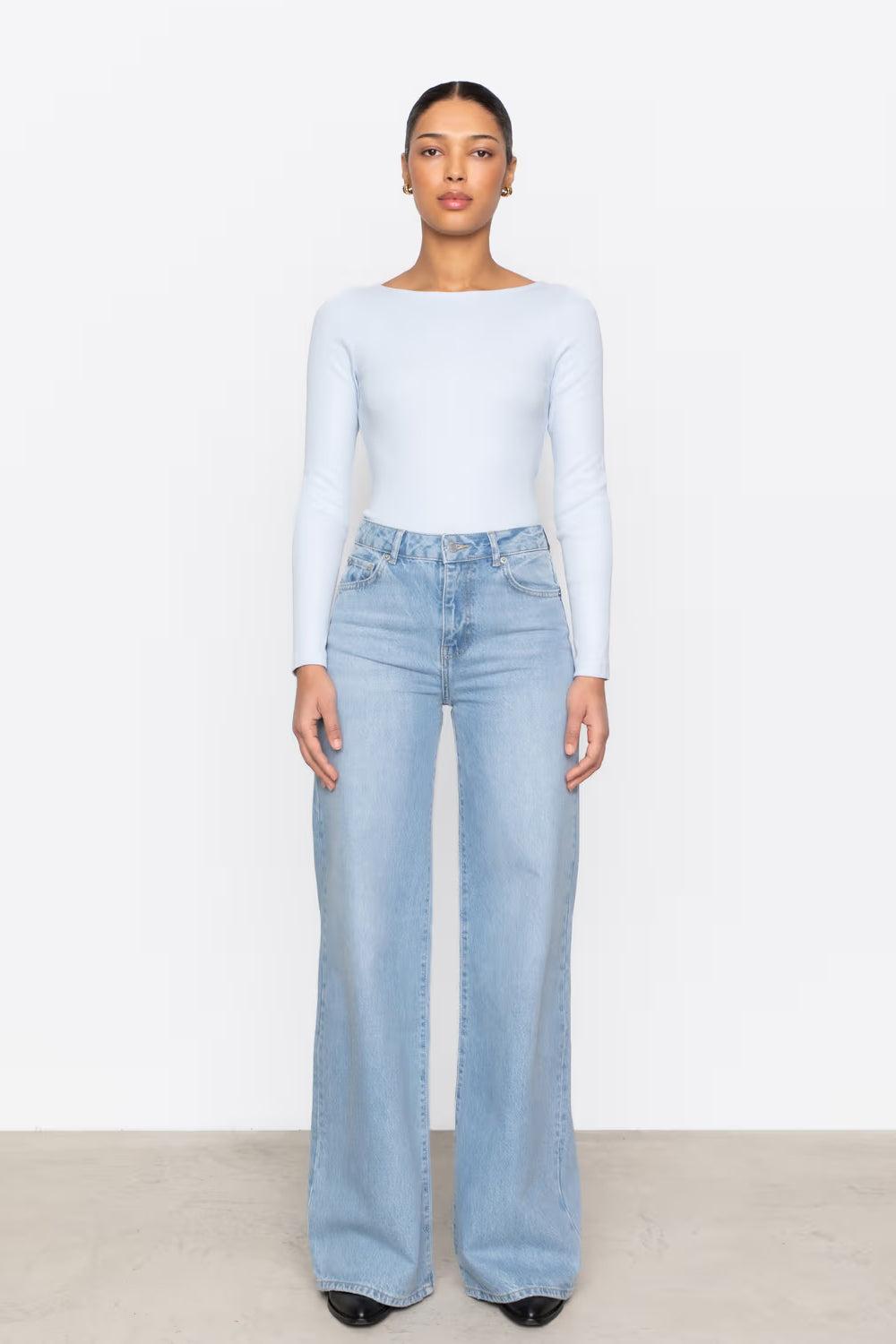 Petronella Rib Boatneck light blue