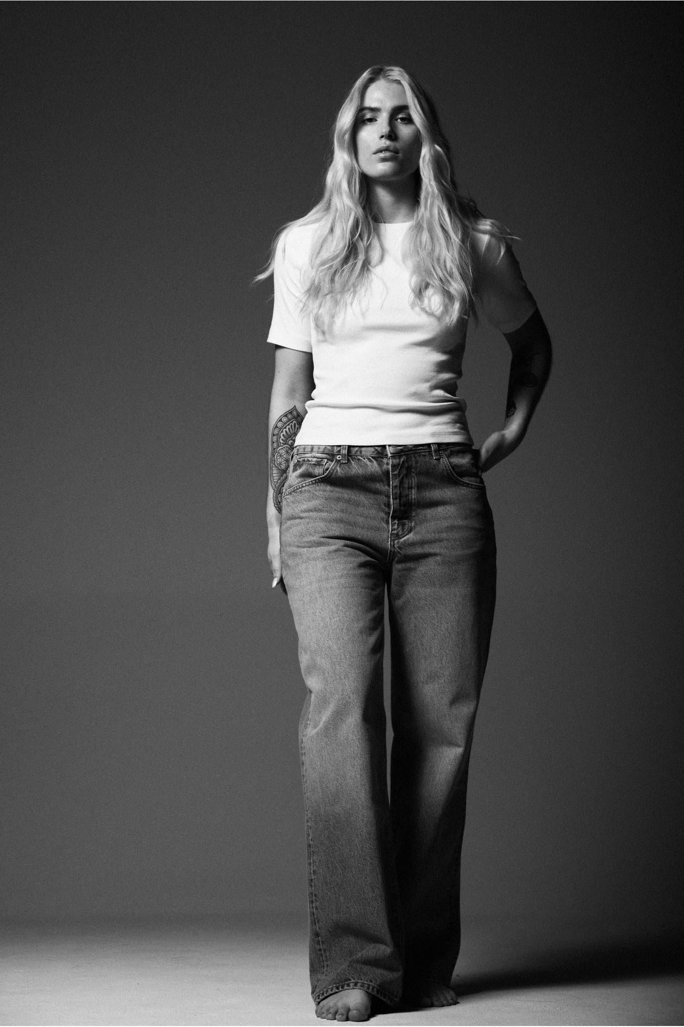 Pippa rib tee off White