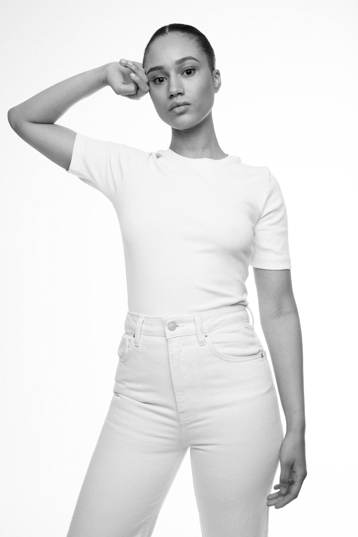 Pippa rib tee off White