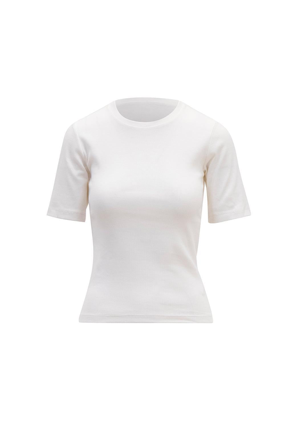 Pippa rib tee off White