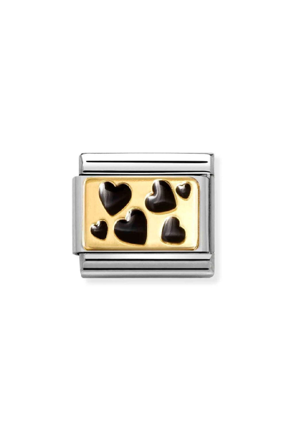 Plates 18K Gold & Enamel, Black Scattered Hearts