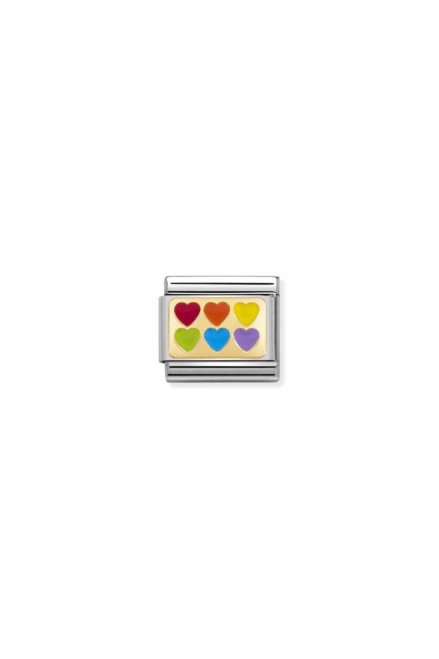 Plates 18k Gold & enamel 6 Rainbow Hearts