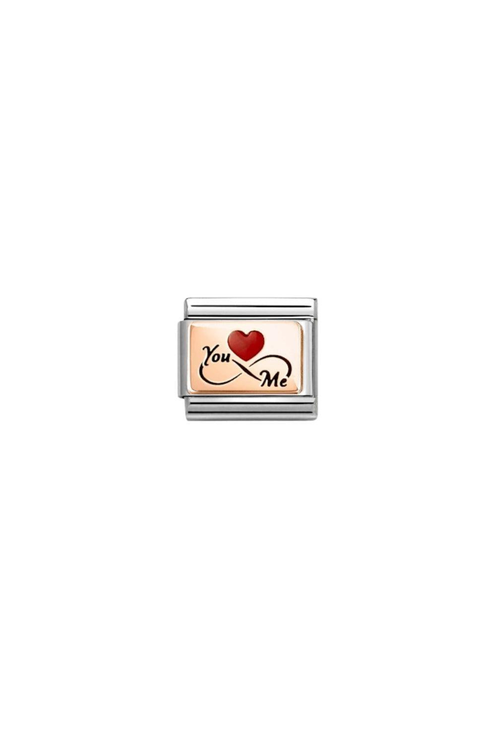 Plates 9k Rose Gold, Steel & Enamel You Me Red Heart
