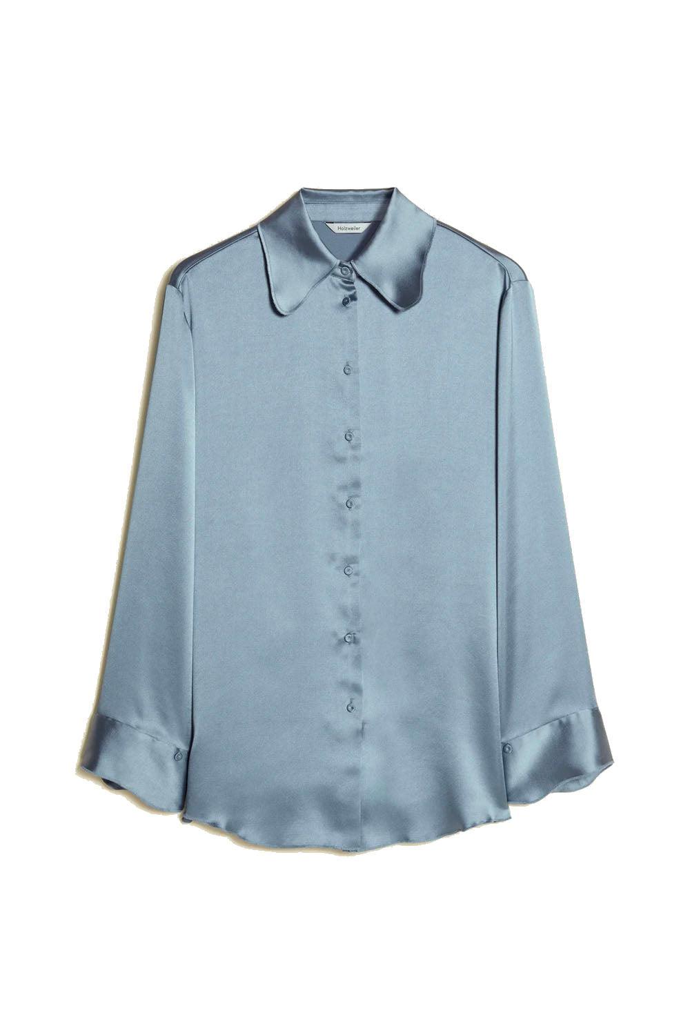 Plum Satin Shirt Blue