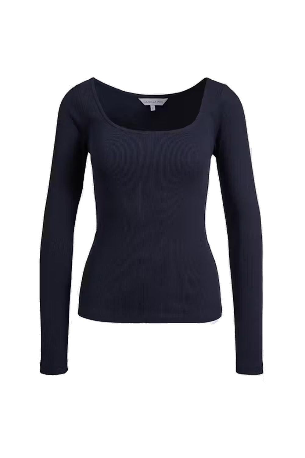 Polly Rib Scoop Neck Navy