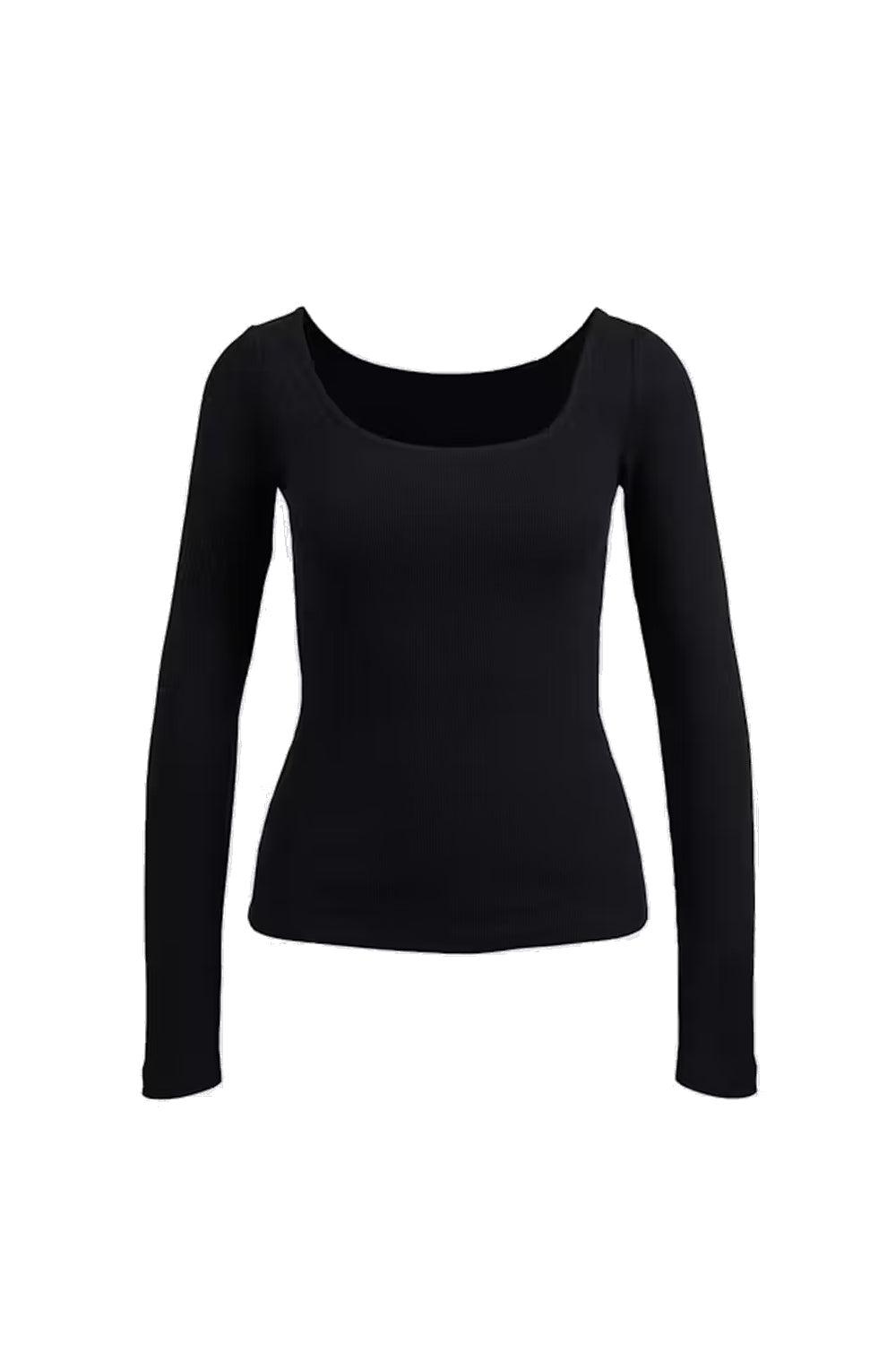 Polly Rib Scoop Neck black