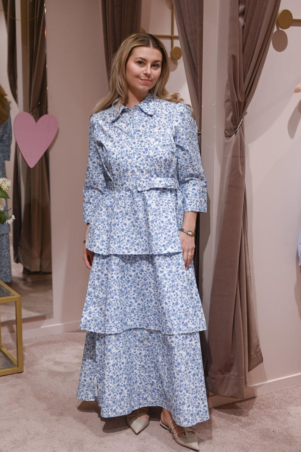 Poplin Flounce dress Azure Meadow