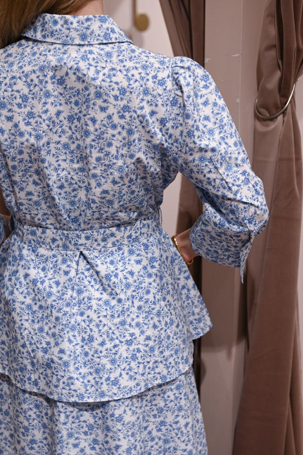 Poplin Flounce dress Azure Meadow