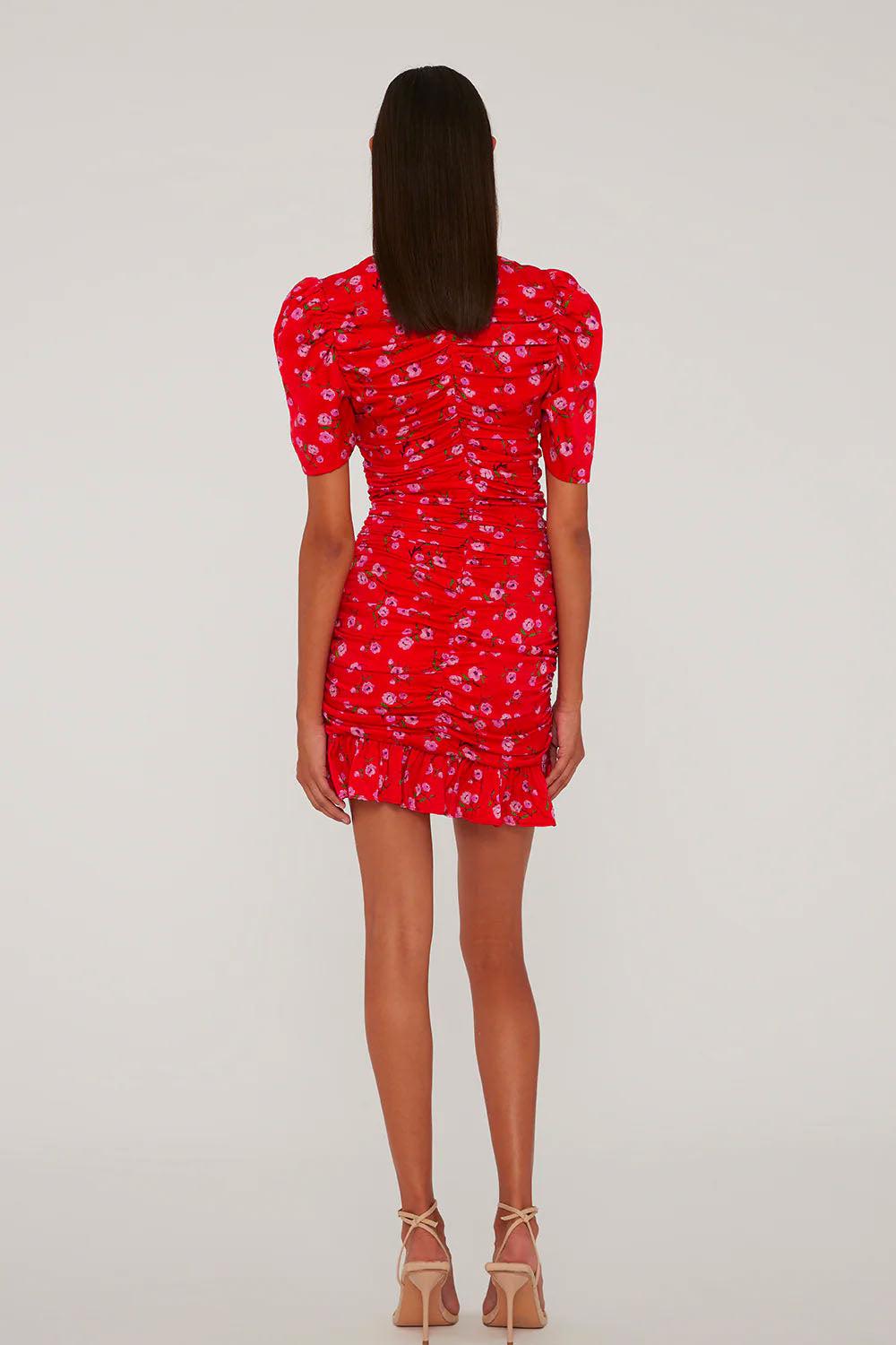 Printed Mini Ruffle Dress Wildeve C. High Risk Red Comb