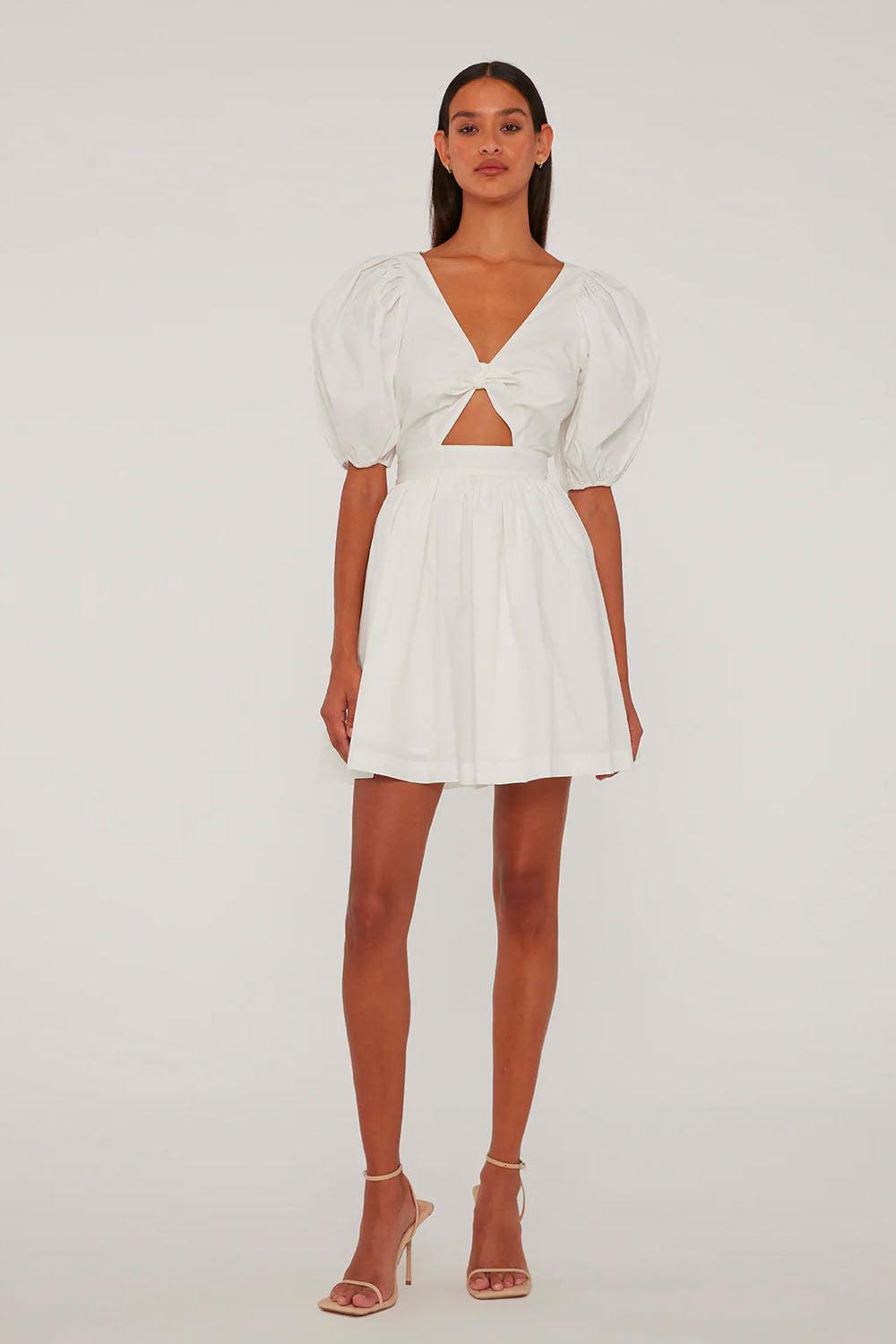 Puff Sleeve Mini Dress Bright White