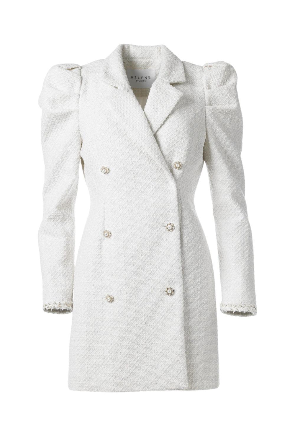 Rachel Tweed Dress Ecru