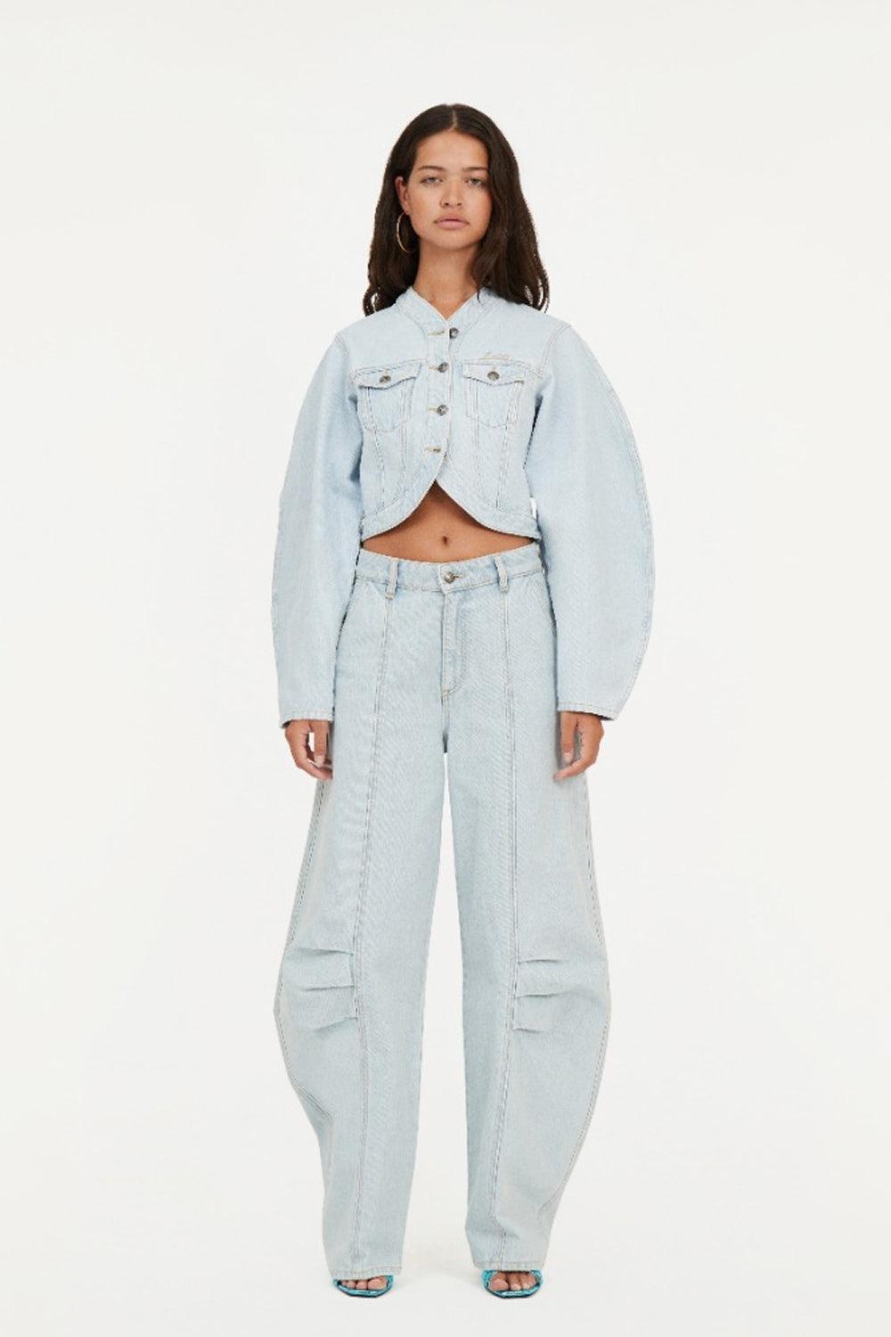Round Sleeve Denim Jacket