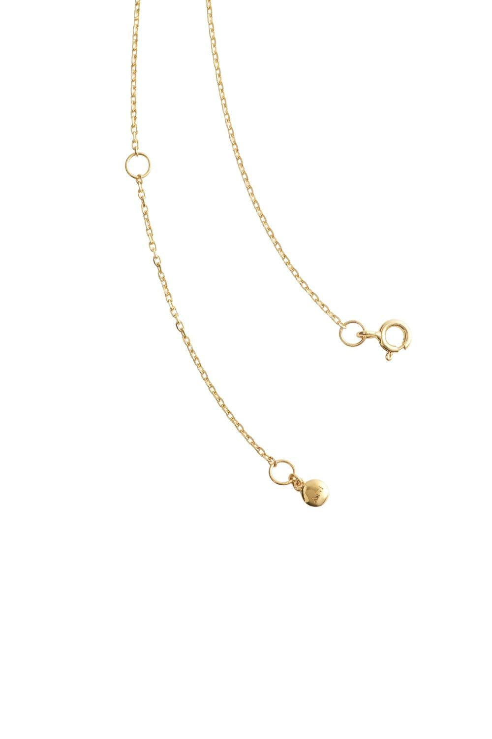 Round Stone Chain Necklace Gold