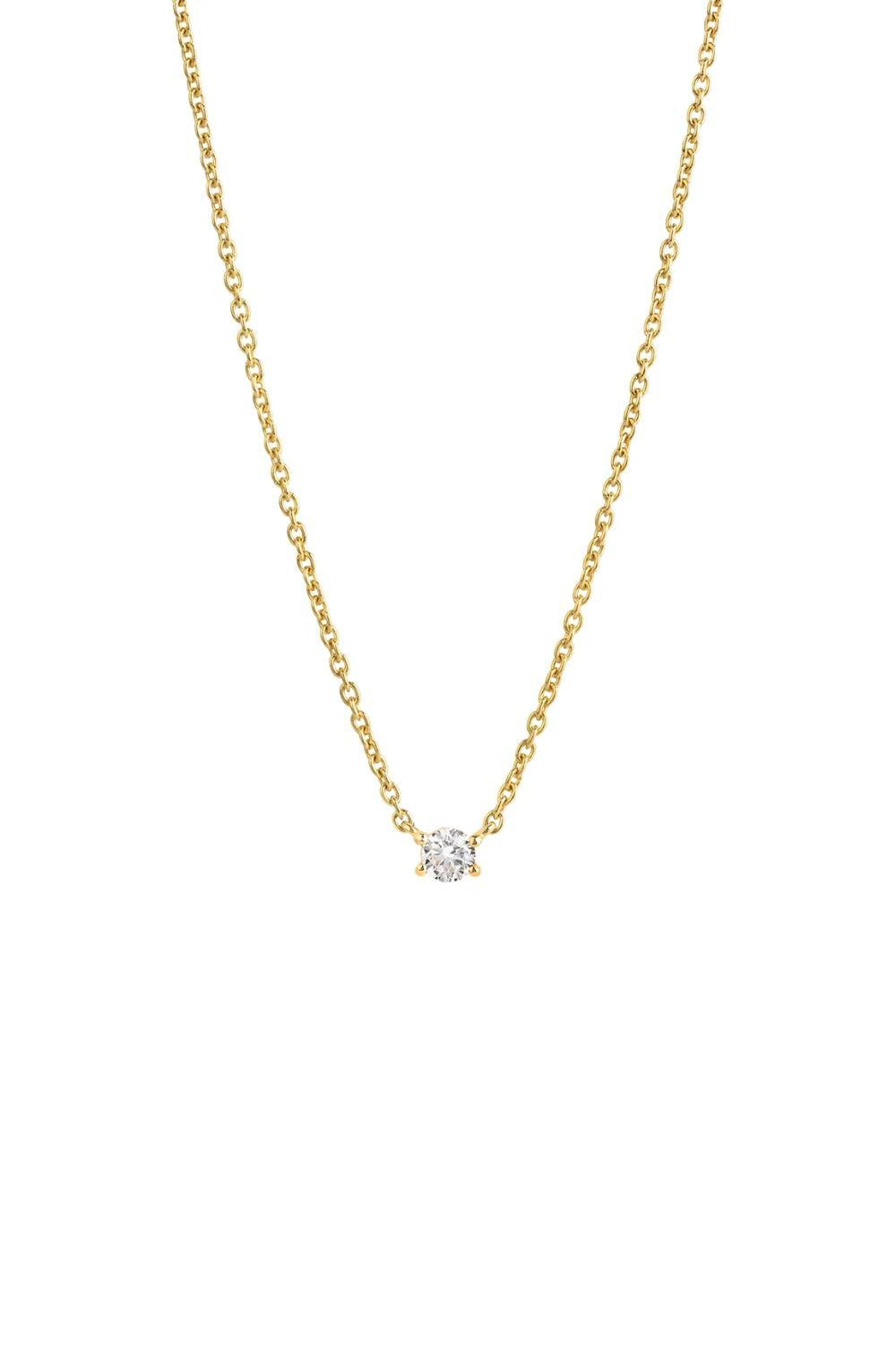 Round Stone Chain Necklace Gold