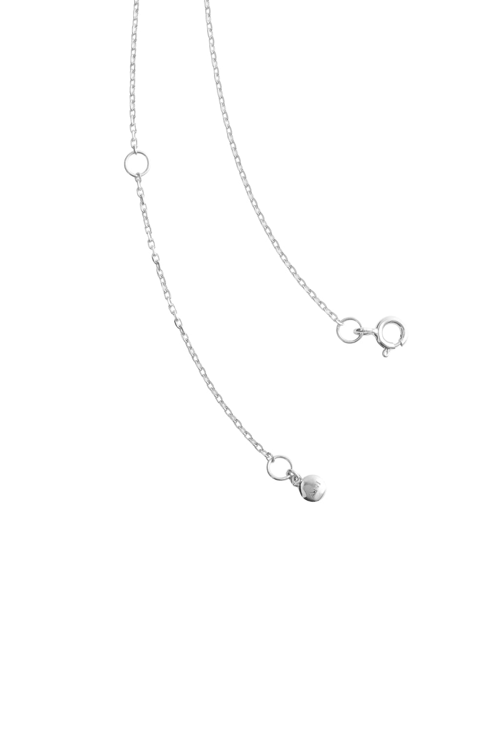 Round Stone Chain Necklace Silver