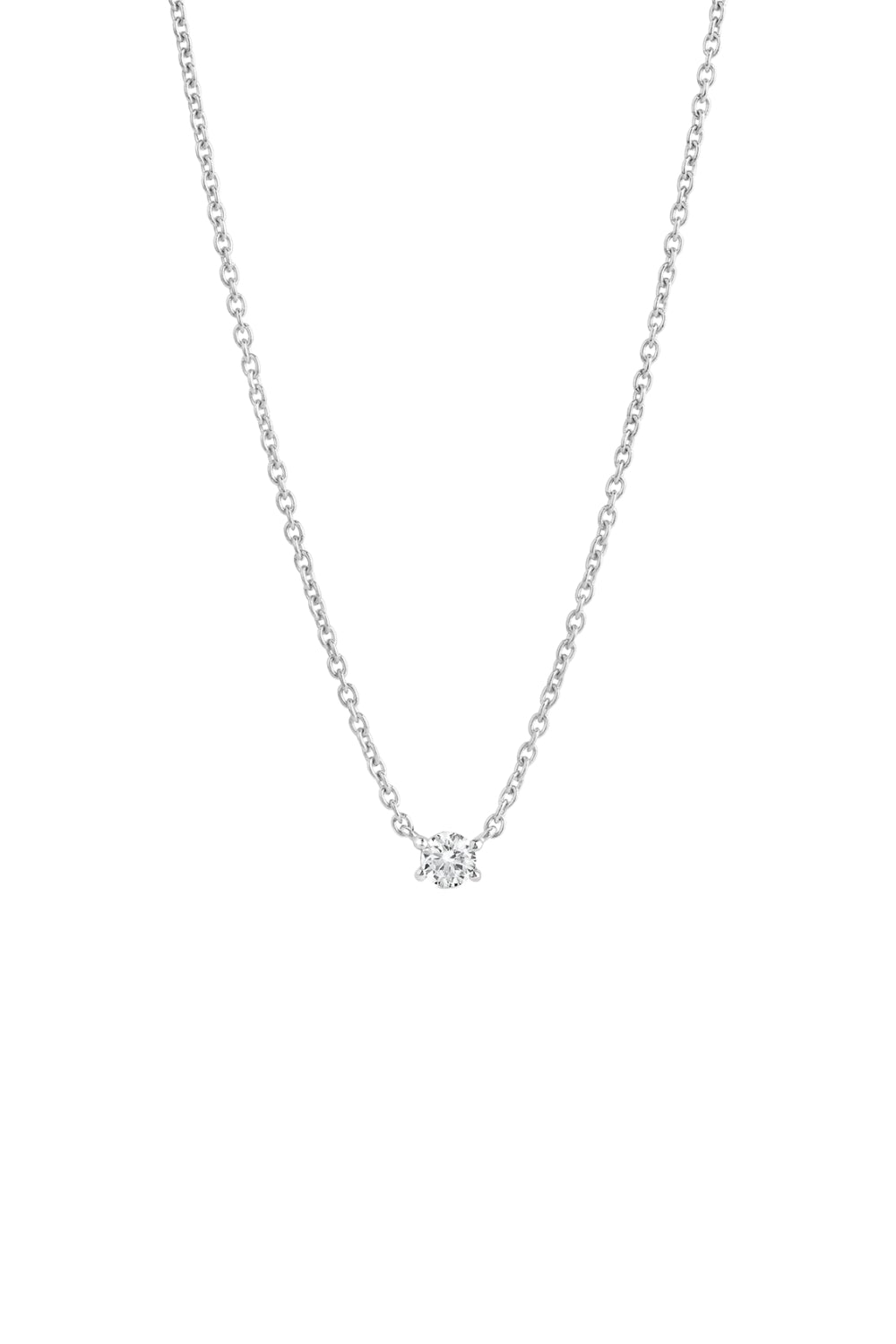 Round Stone Chain Necklace Silver