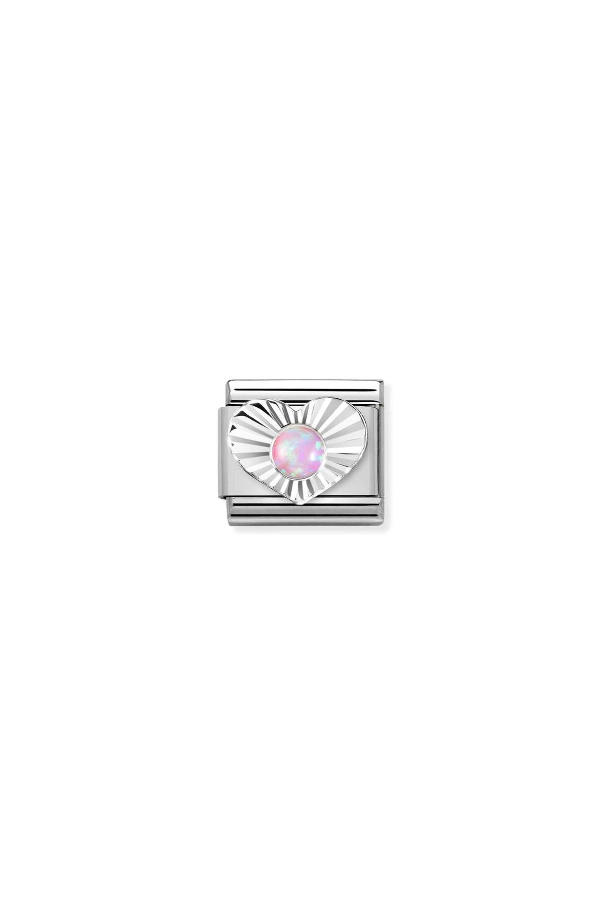 STONE 925 Sterling Silver Diamond Heart Pink Opal