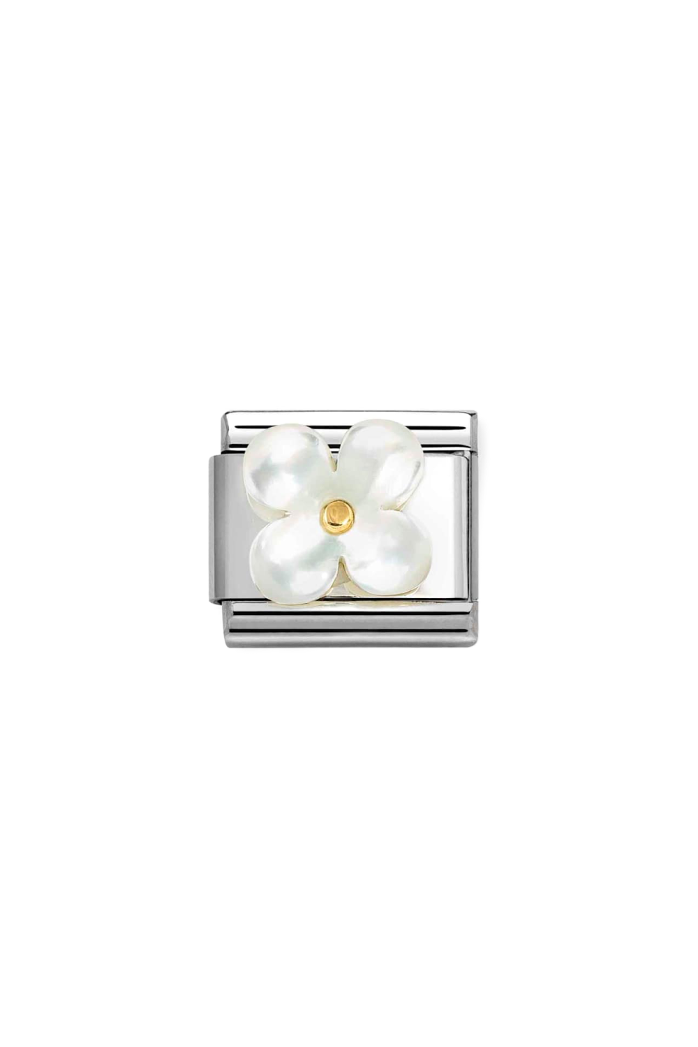 STONE SYMBOL 18k Gold Flower in White Mother of Pearl