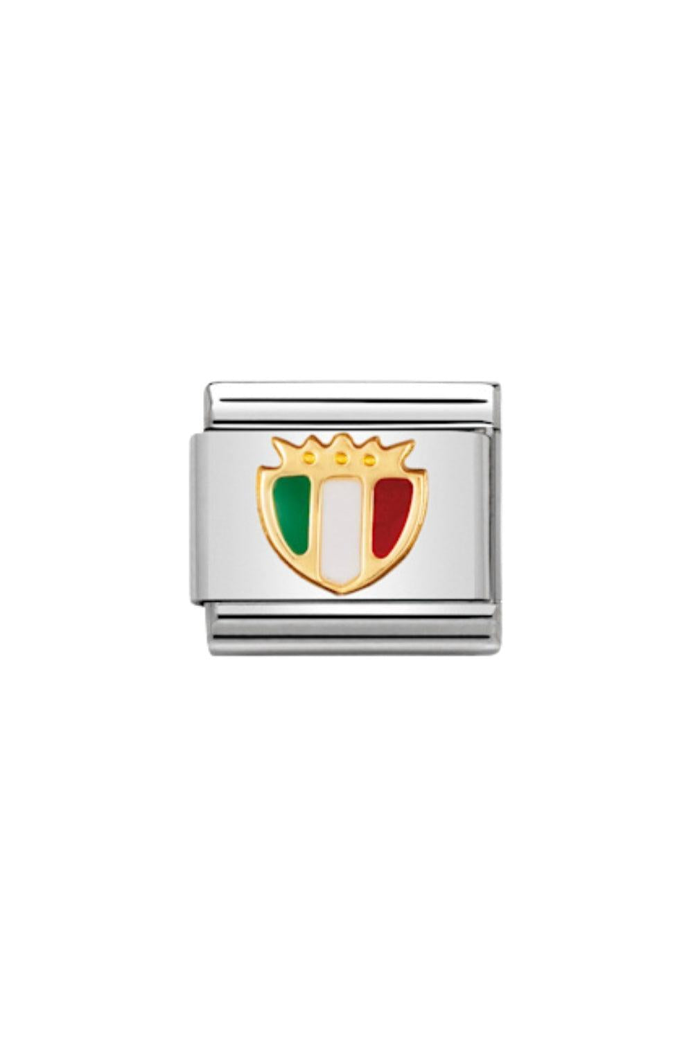 SYMBOLS 18k Gold & Enamel Gold Football Italy Shield