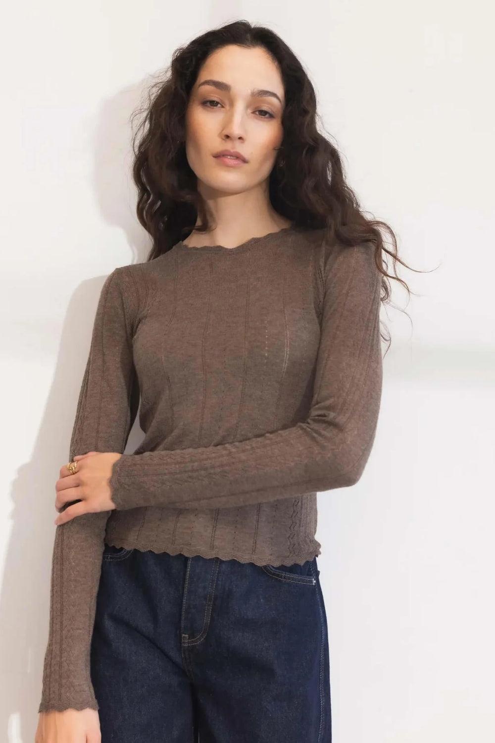 Safir knit top Dark taupe