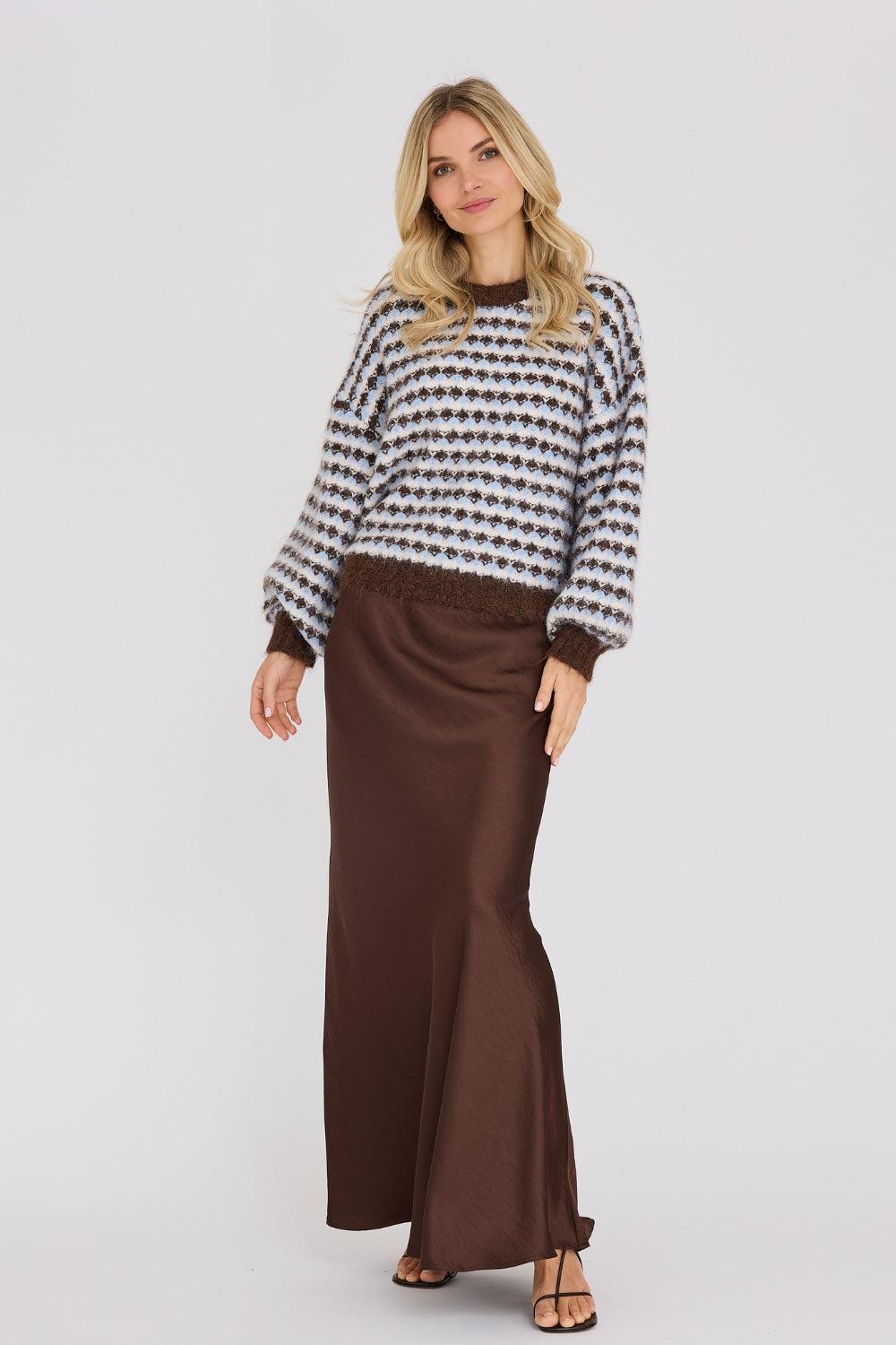 Sassi Knit Pullover Brown/Blue