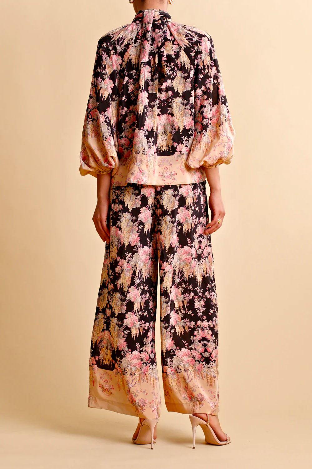 Satin Trousers Midnight Garden