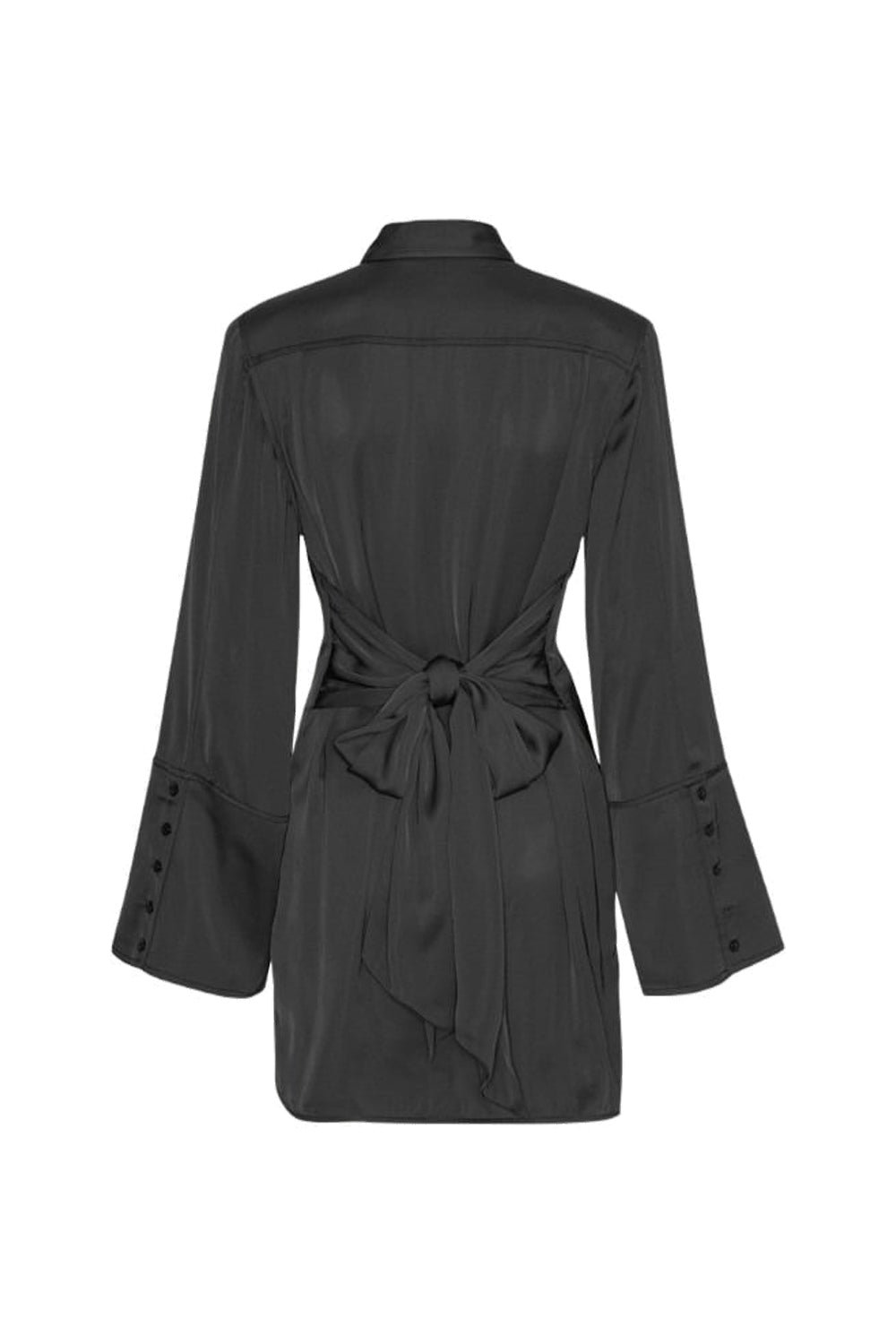 Satin tie shirt dress