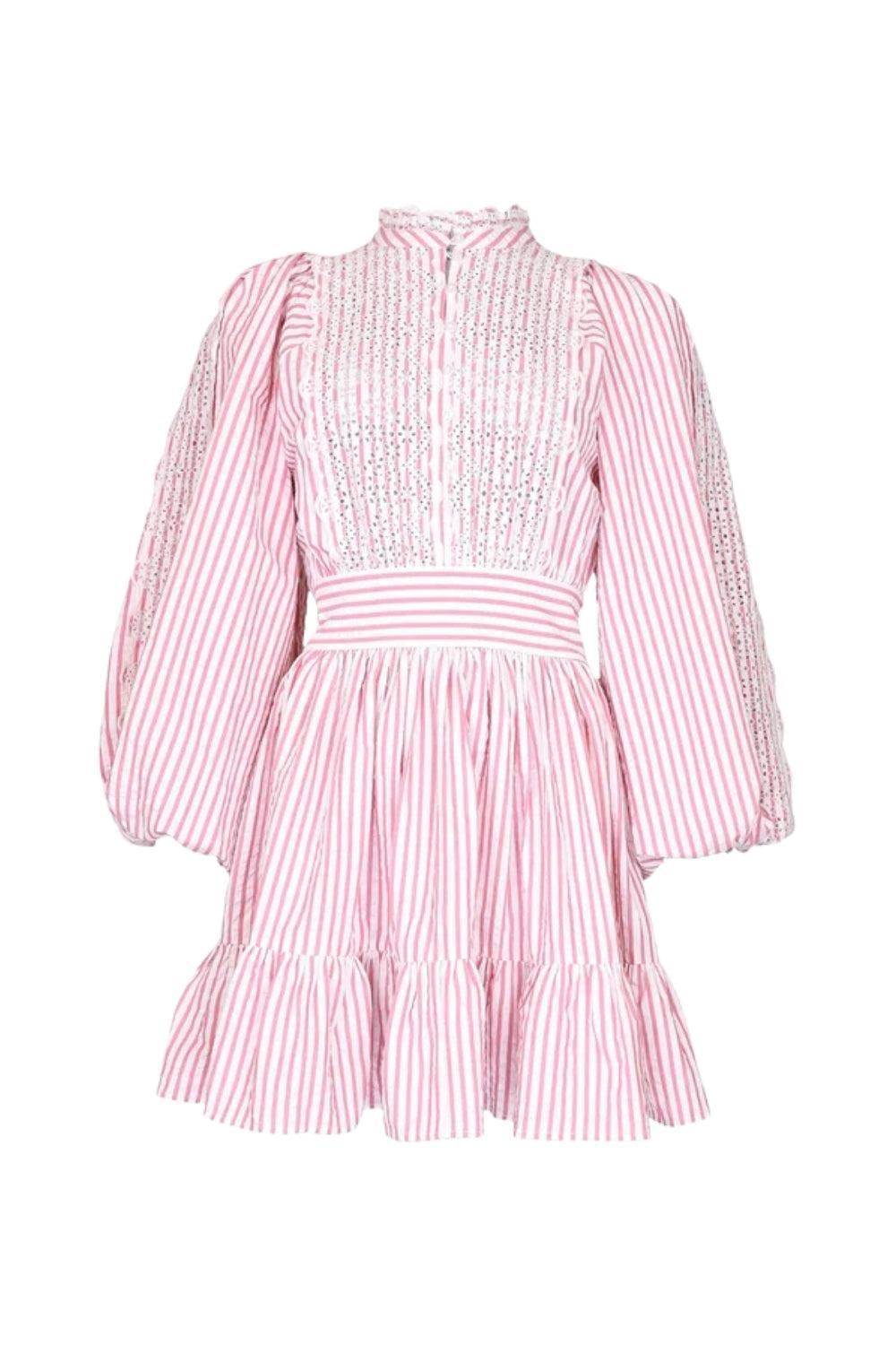Seersucker Mini Dress Pink Stripe