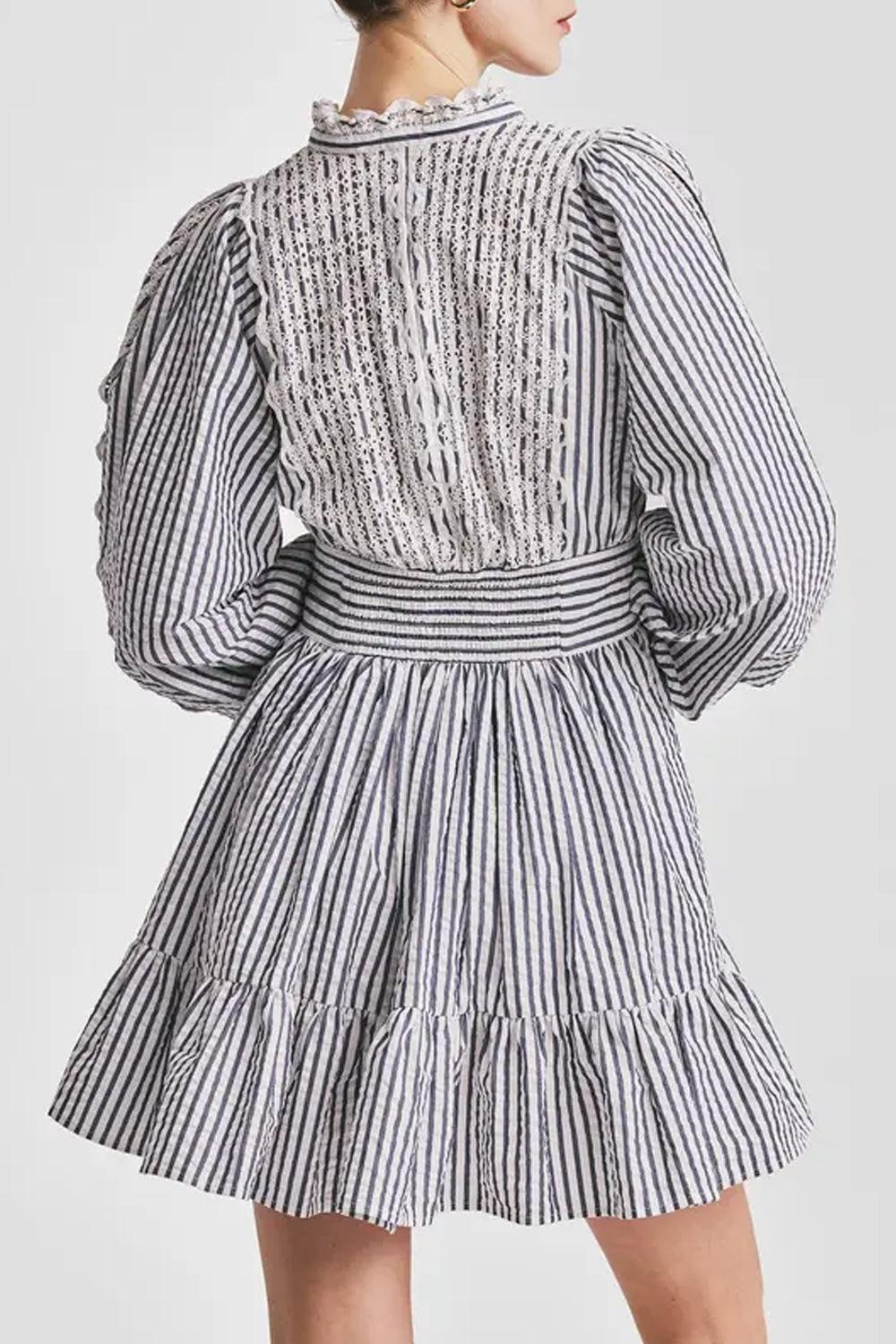 Seersucker mini dress blue stripe