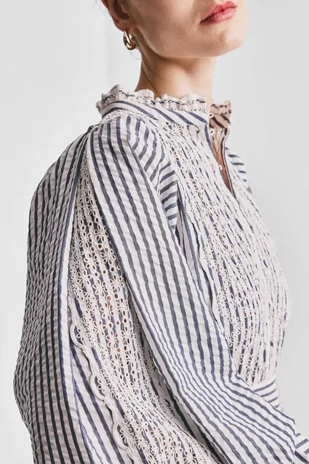 Seersucker mini dress blue stripe