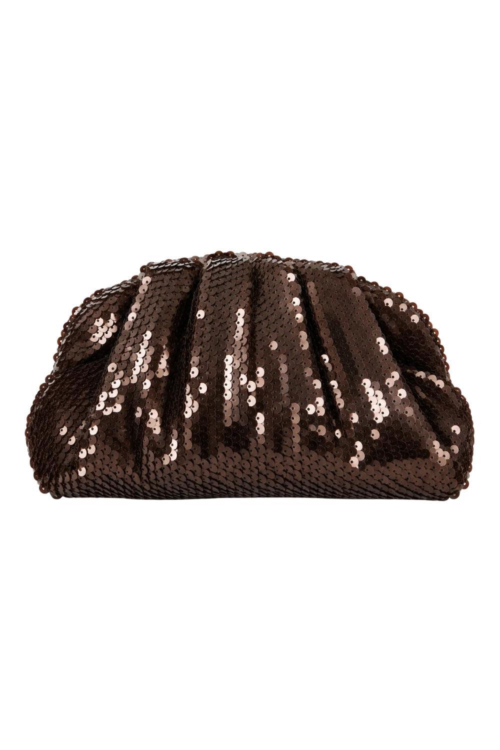 Sequin Clutch Bag Dark Brown